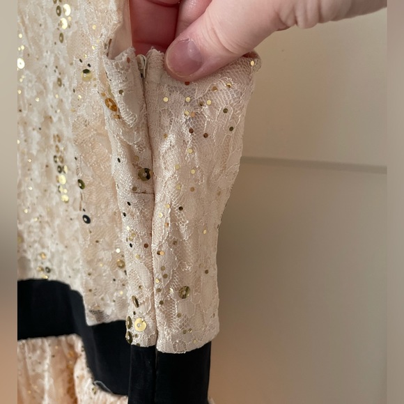 ModCloth Cream Lace Gold Sequined Dress - Picture 5 of 5